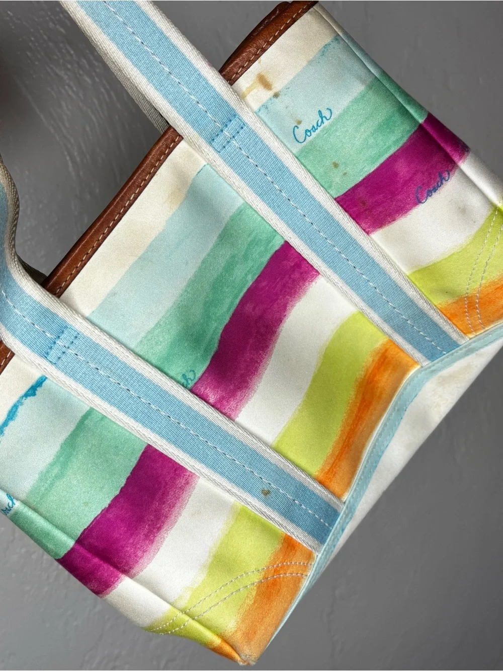 2007  colorful stripe small Coach Tote handbag (PROJECT BAG)